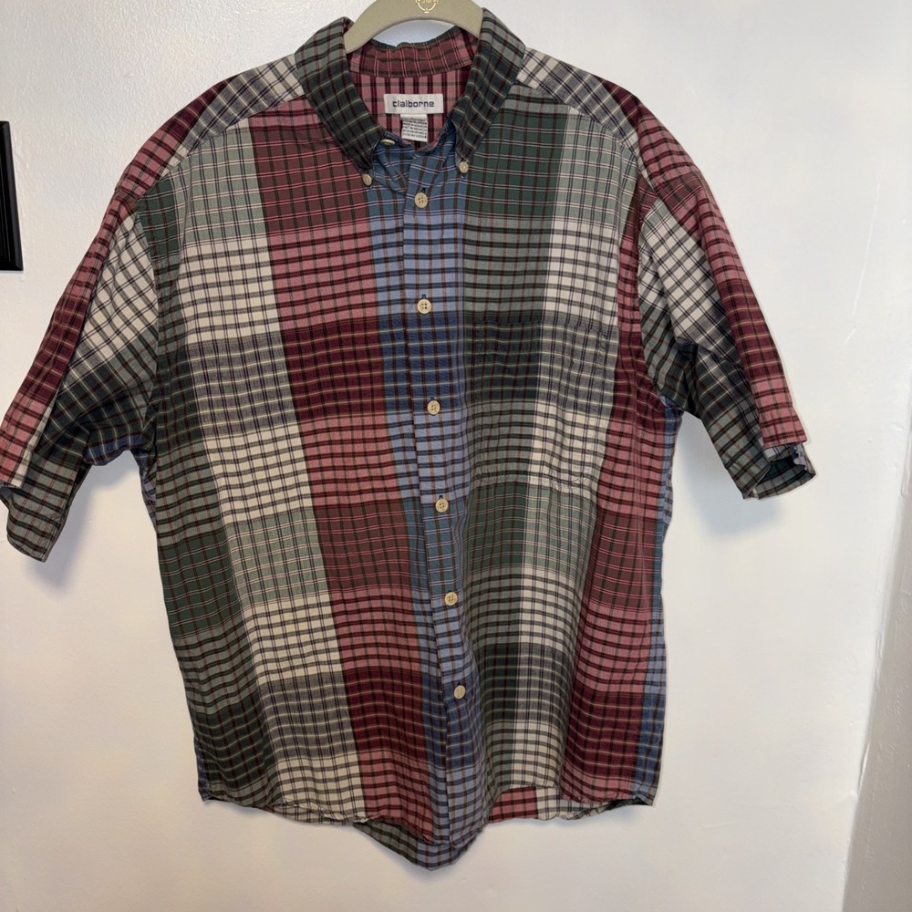 New no Tags size L Button Up Collard Plaid Multi color